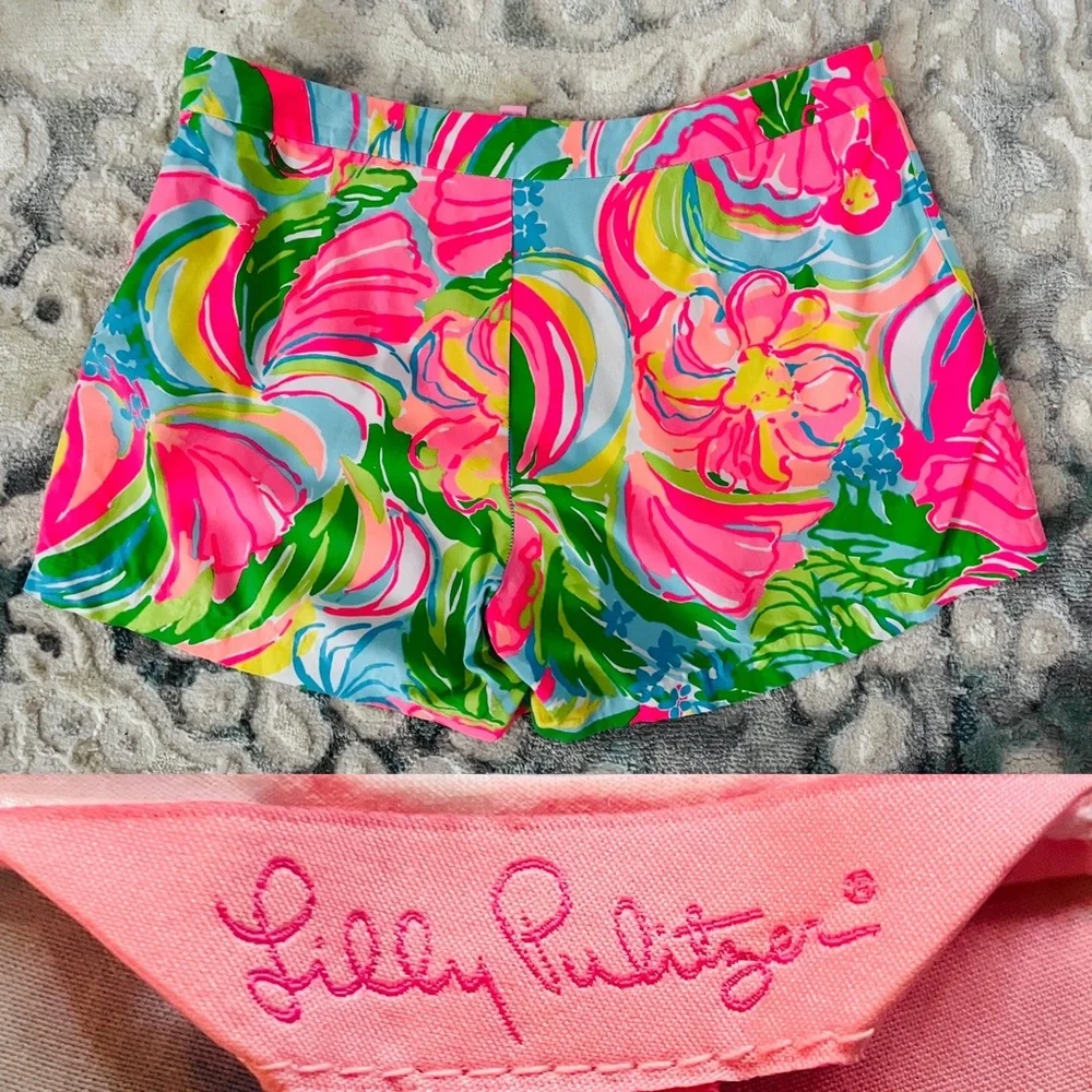 Lilly Pulitzer Bright Pink Multicolor Floral Print Shorts